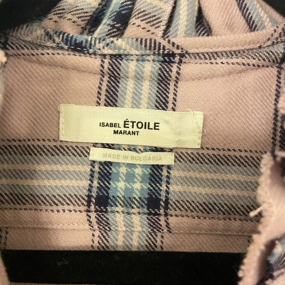 Isabel Marant Etoile Awendy Plaid Ruffle Button Down Flannel Long Sleeve Size 2 - Picture 7 of 8